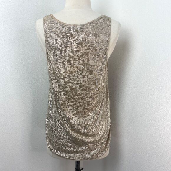 XXI Silver Gold Tank Top Med Textured Knit Scoop Neck Boho Gypsy Fairy Festival - Picture 5 of 8
